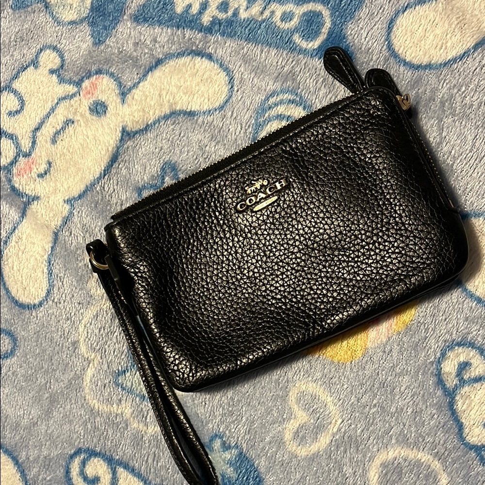 Coach Pebbled Black Wristlet